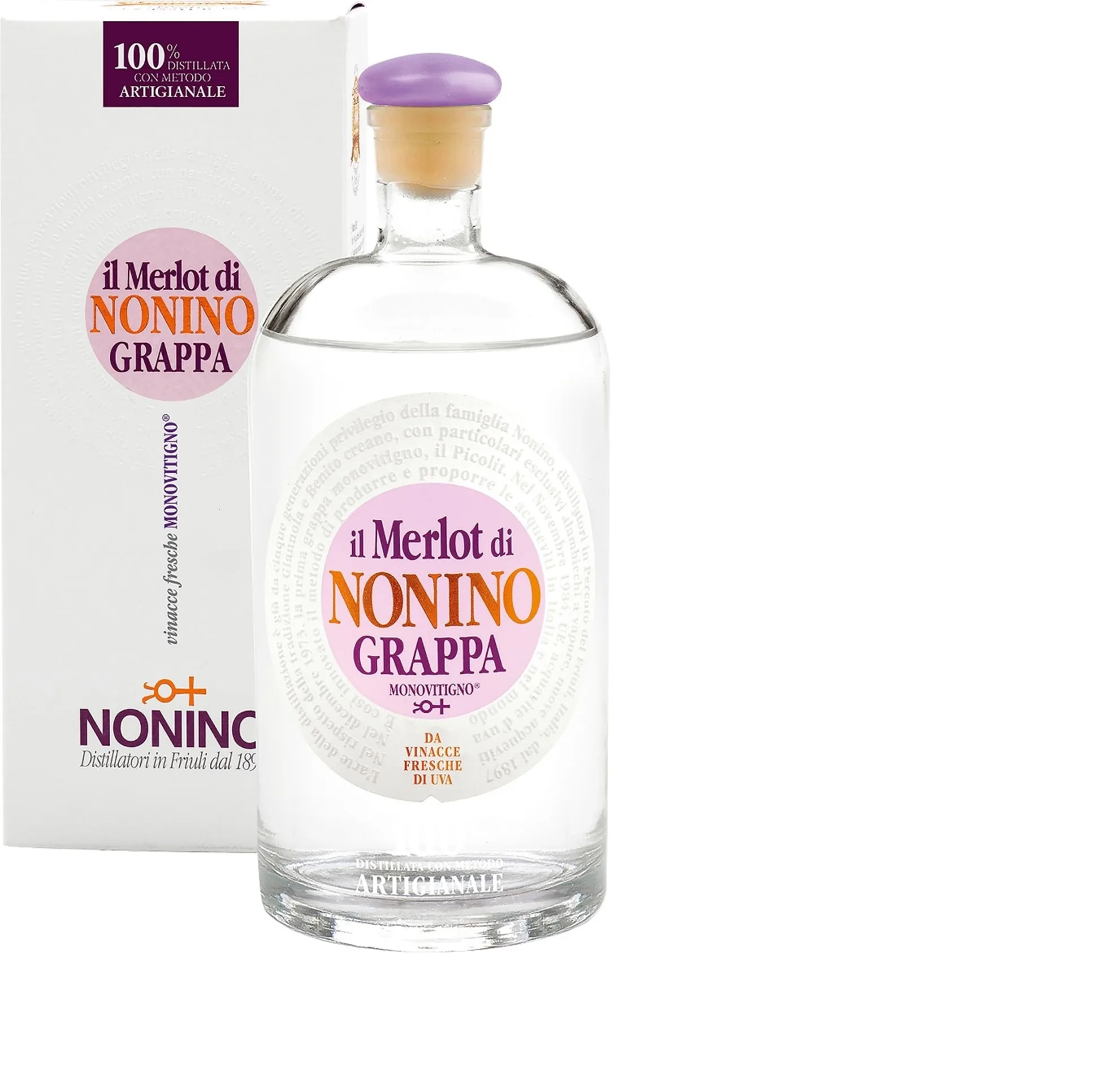 Alkoholisks dzēriens grappa il merlot di nonino, 41%, kastē, 0,7 l