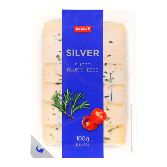 ZILĀ PELĒJUMA SIERS SILVER ŠĶĒLĒS 50% RIMI 100G