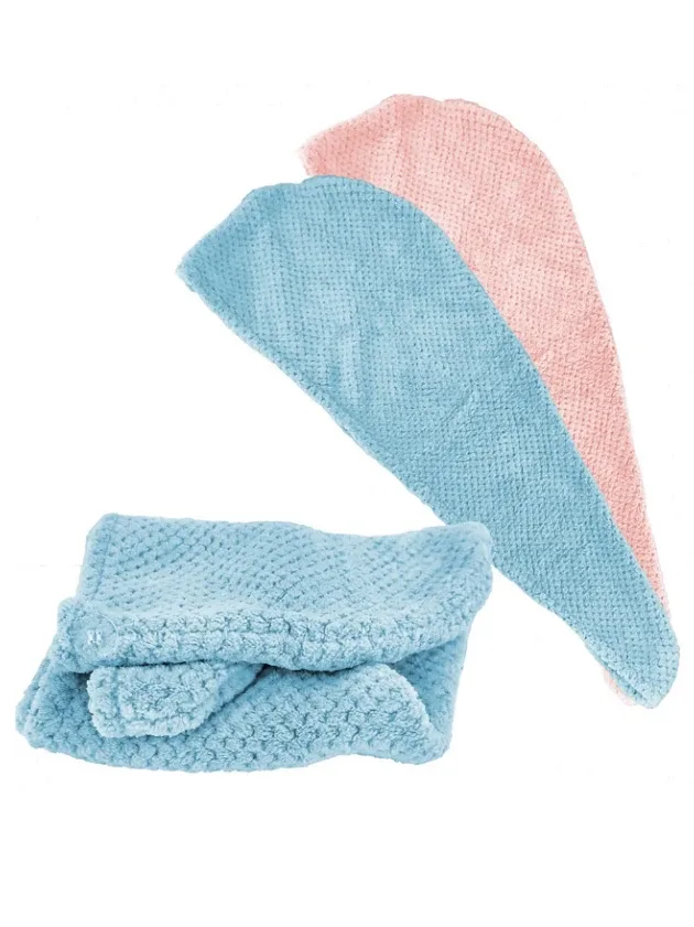 Casalfe Turban Towel 100% mikrofibras zils dvielis ātrai matu žāvēšanai