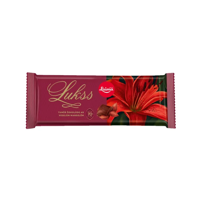 TUMŠĀ ŠOKOLĀDE LAIMA LUKSS AR MANDELĒM 190G