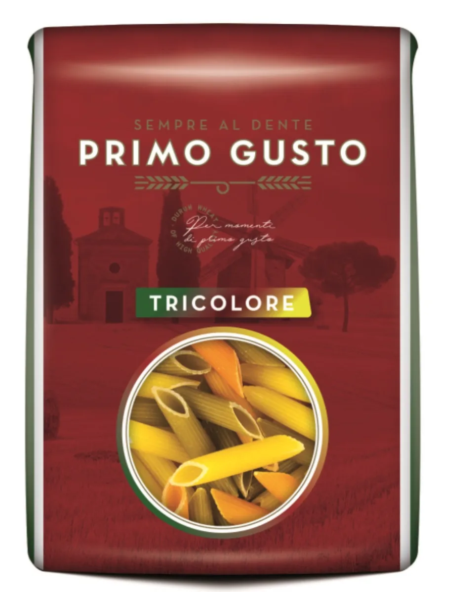 MAKARONI PRIMO GUSTO PENNE RIGATE, TRĪSKRĀSU, 500G