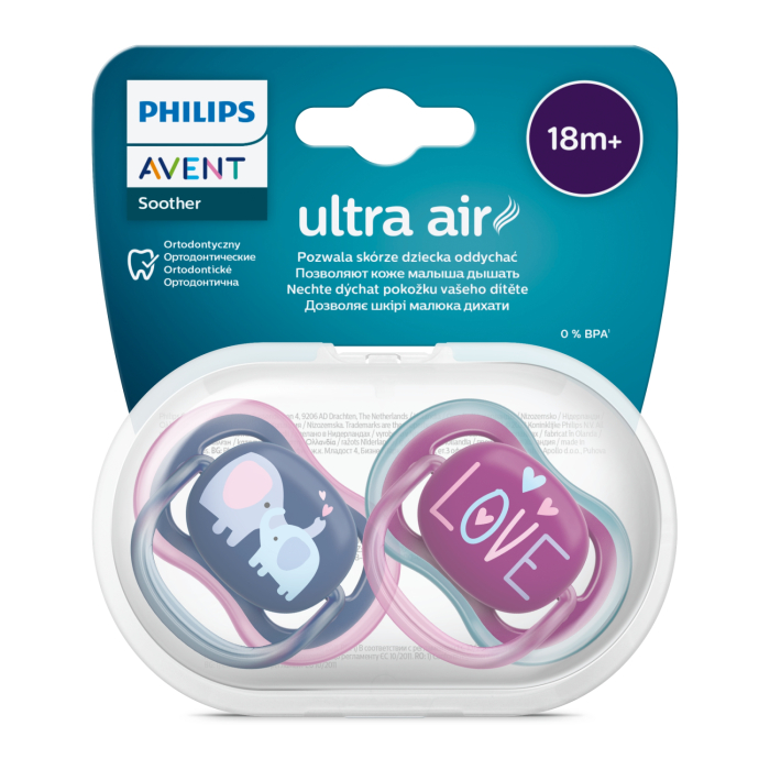 KNUPĪTIS PHILIPS AVENT ULTRA AIR 18M+ ROZĀ 2 GAB