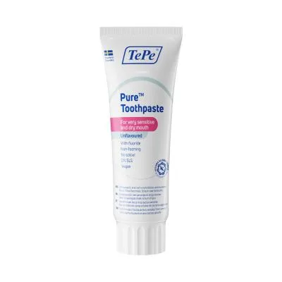 Tepe Pure zobu pasta jutīgai-sausai mutei, bez garšas 75 ml