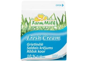 SALDAIS KRĒJUMS FARM MILK 10% 200ML