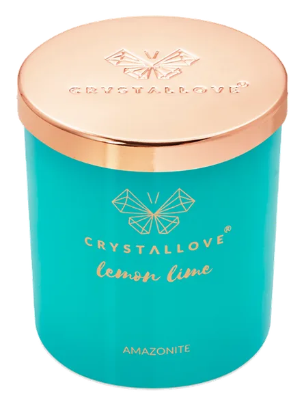 Crystallove Amazonite Soy Candle & lemon lime aromātiskā svece, 400 g
