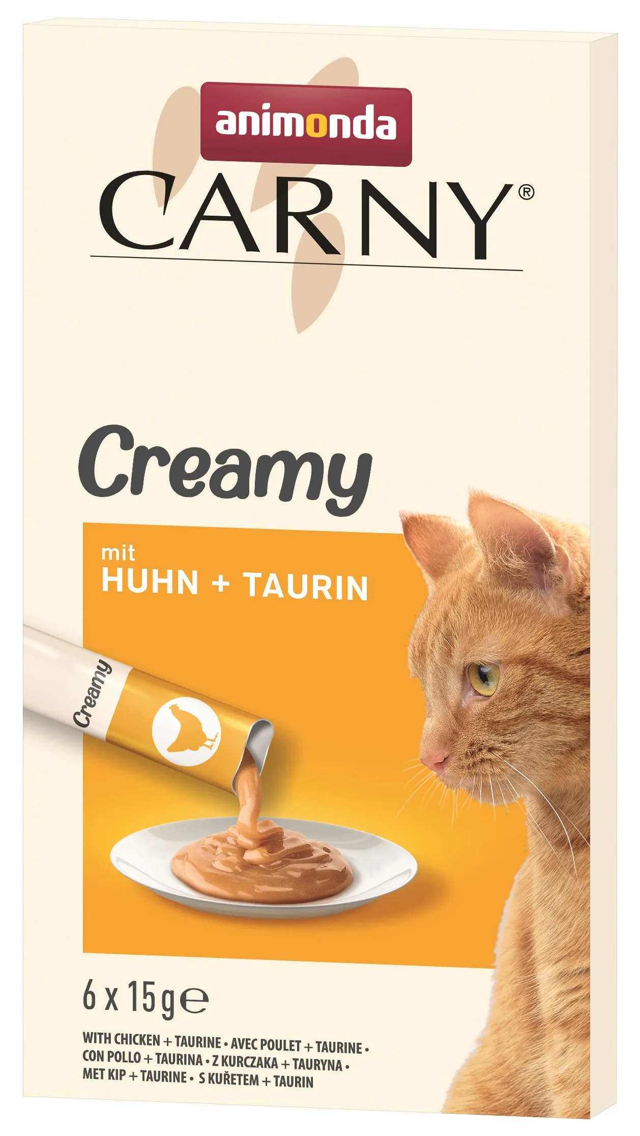 GARDUMS KAĶIEM ANIMONDA CARNY CREAMY, VISTA, TAURĪNS, 6X15G