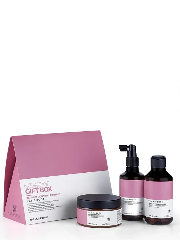 Elgon Yes Smooth Beauty box (šampūns, maska, izsmidzināms līdzeklis), izsmidzināms līdzeklis)