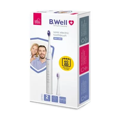B.Well Pro-850 sonic elektriskā zobu birste, balta N1