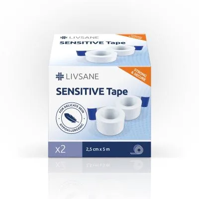 Livsane Sensitive Lentveida plāksteris rullī jutīgai ādai 5MX2,5 cm N2