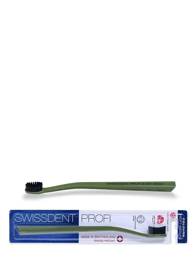 Swissdent Colours Classic Soft-Medium zobu birste haki zaļa/melna, 1 gb.