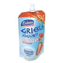 GRIEĶU JOGURTS BALTAIS AR AUZĀM UN ZEMENĒM 180G