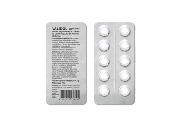 UZTURA BAGĀTINĀTĀJS PHARMA MARKET VALIDOL 10GAB.