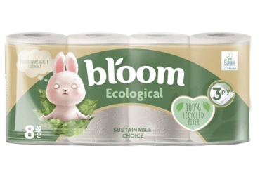 TUALETES PAPĪRS BLOOM ECOLOGICAL 3KĀRTAS 8RUĻĻI