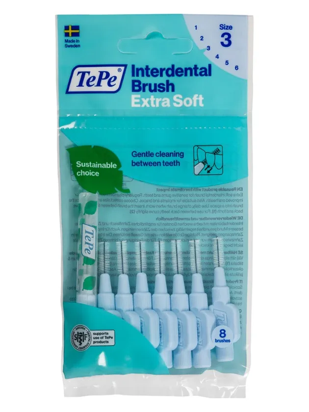 Tepe Interdental Brush starpzobu birstītes 0,6 mm, gaiši zila, X-soft (īpaši mīksta), 8 gab.