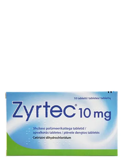 Zyrtec 10 mg apvalkotās tabletes, 10 gab