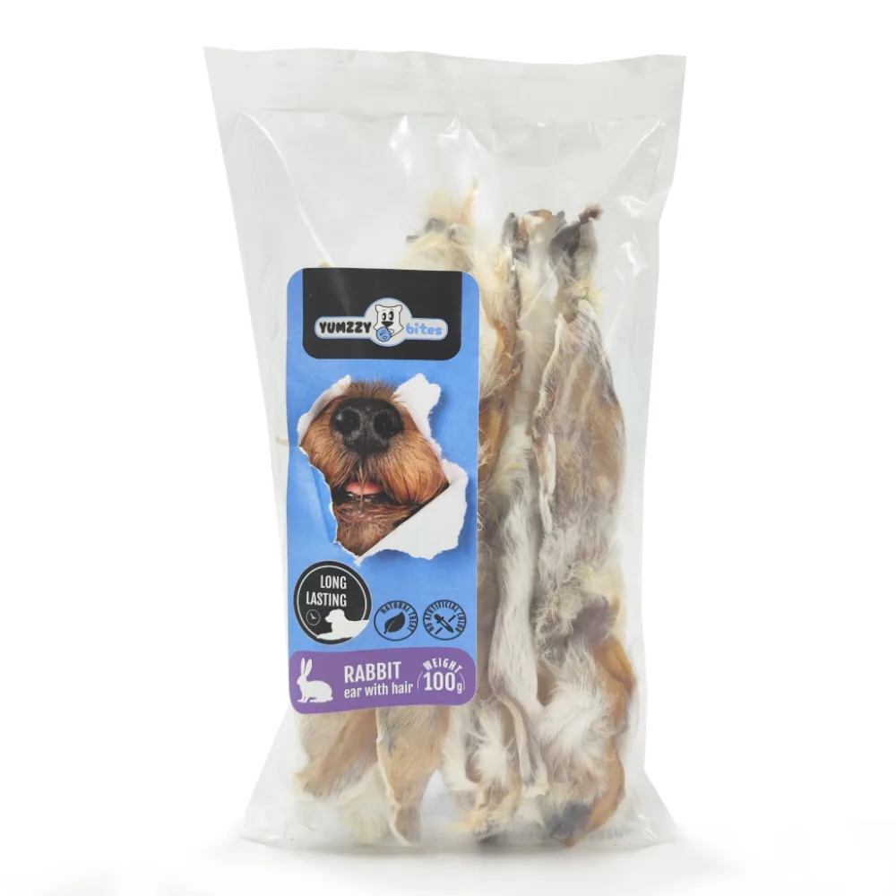 SUŅU GARDUMS YUMZZYBITES, ŽĀVĒTAS TRUŠA AUSIS, AR KAŽOKĀDU, 100G
