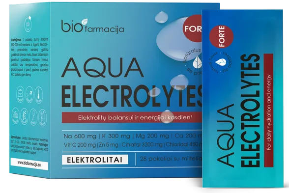 Biofarmacija Aqua Electrolytes Forte pulveris paciņās, 28 gab.