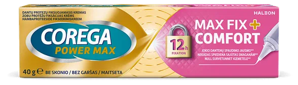Corega Max Fixation + Comfort fiksācijas krēms zobu protēzēm, 40 g