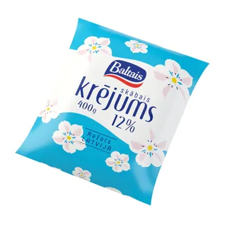 Skābais krējums Baltais 12% 400 g polipaka