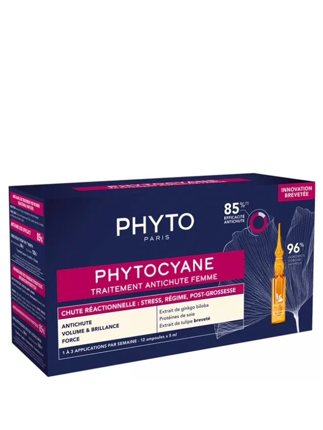 Phyto Phytocyane Reactional līdzeklis pret matu izkrišanu sievietēm, 12 x 5 ml