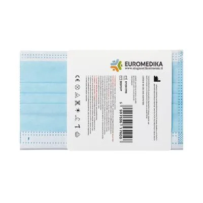 Euromedika medicīniskā 3-slāņu vienreizlietojamā sejas maska, zila N5