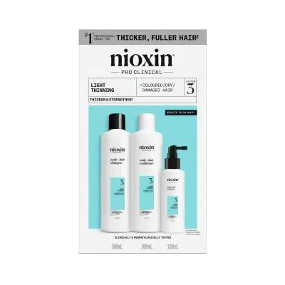 Nioxin System 3 krāsotiem matiem ar vieglu tendenci kļūt plānākiem, komplekts 300 ml+300 ml+100 ml