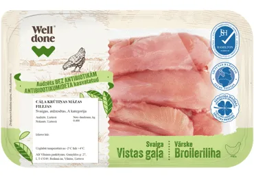 CĀĻA KRŪTIŅAS MAZĀS FILEJAS BEZ ANTIBIOTIKĀM WELL DONE 400G