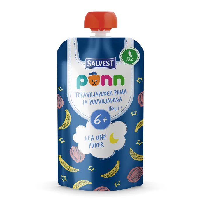 GRAUDAUGU BIEZPUTRA PONN AR PIENU UN AUGĻIEM BIO NO 6 MĒNEŠIEM 110G