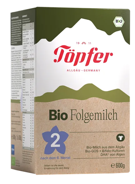 Topfer BIO, nr. 2, no 6 mēnešiem piena maisījums, 600 g