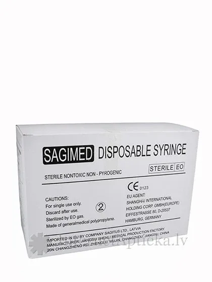 Sagimed šļirce 1 ml, 3-daļīga, ar adatu 0.6 x 32 mm, 100 gb.