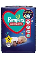 PAMPERS NIGHT PANTS S6 BIKSĪTES AIZSARDZĪBAI NAKTS LAIKĀ, 15+KG, 19GAB.