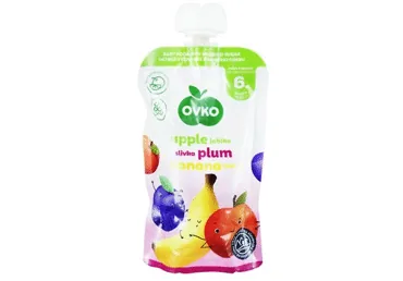 BIEZENIS OVKO BEZ CUKURA, ĀBOLU-PLŪMJU-BANĀNU 6+ 120G