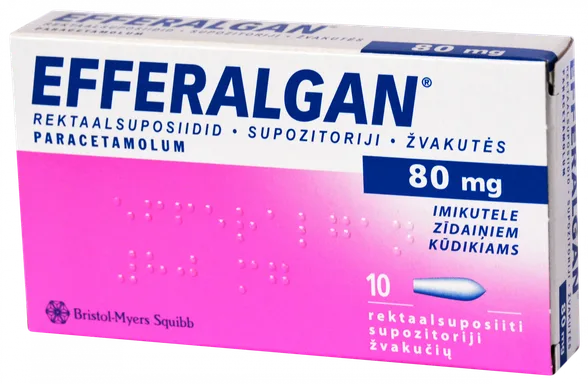 Efferalgan 80 mg supozitoriji, 10 gab.