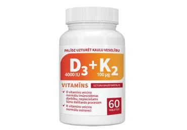 UZTURA BAGĀT.PHARMA MARKET D3+K2 60GAB.