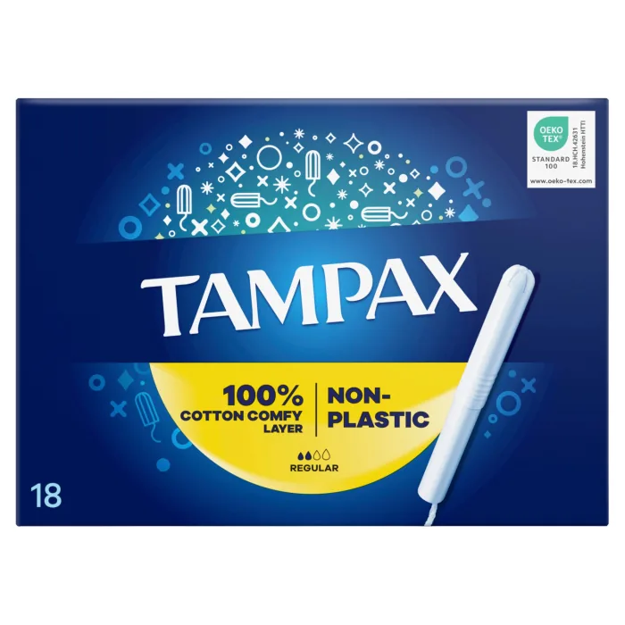 HIGIĒNISKIE TAMPONI TAMPAX PLASTIC FREE REGULAR 18GAB