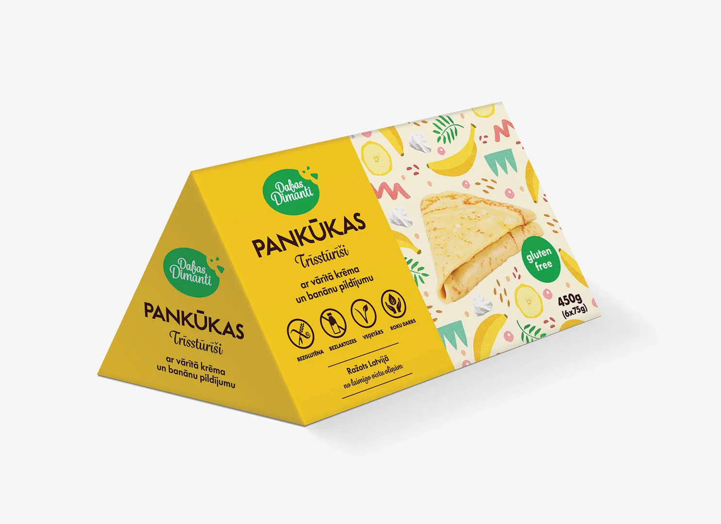 PANKŪKAS TRĪSSTŪRĪŠI CAKE BREAK, AR VĀRĪTĀ KRĒMA UN BANĀNU PILDĪJUMU, 450G