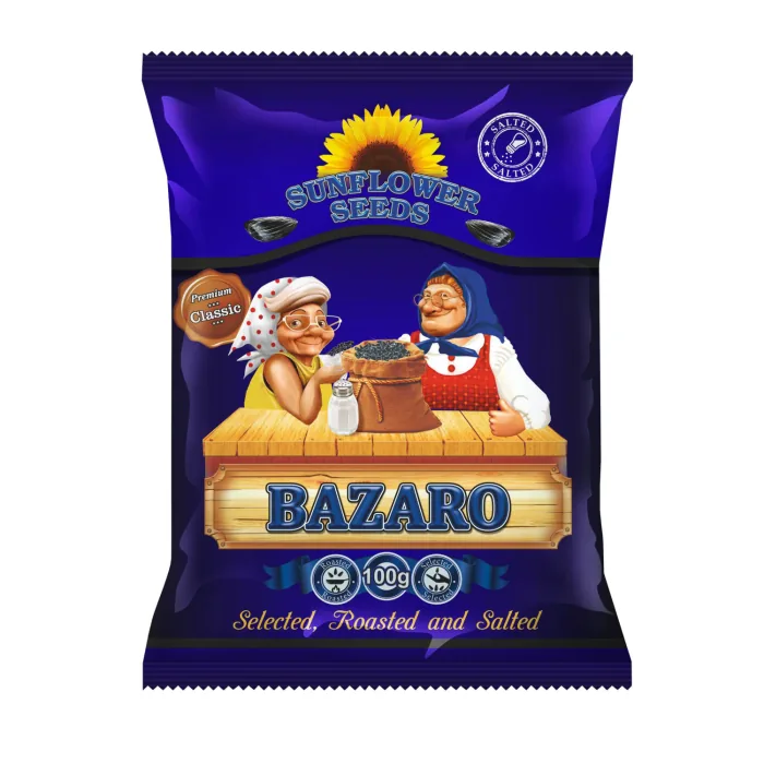 MELNI GRAUZDĒTAS SAULESPUĶU SĒKLAS BAZARO AR SĀLI 100G