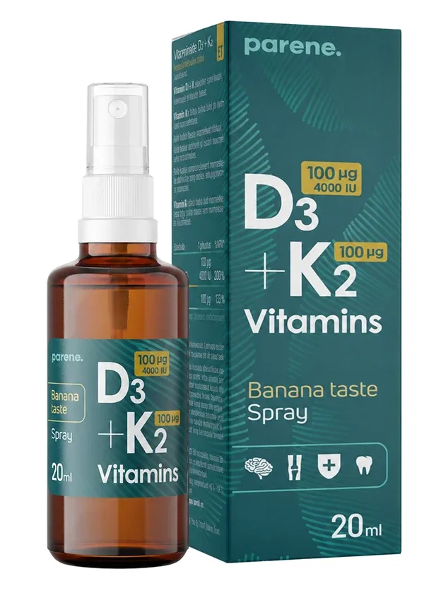 Vitamins D₃ 4000 iu + K₂ 100 ΜG sprejs, 20 ml