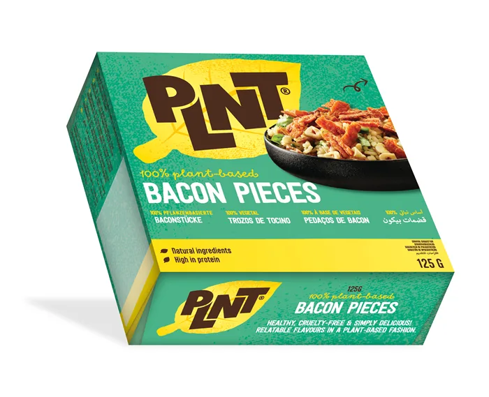 SALDĒTAS VEGĀNISKAS STRĒMELĪTES UZ KVIEŠU BĀZES AR BEKONA GARŠU PLNT BACON PIECES, 125G