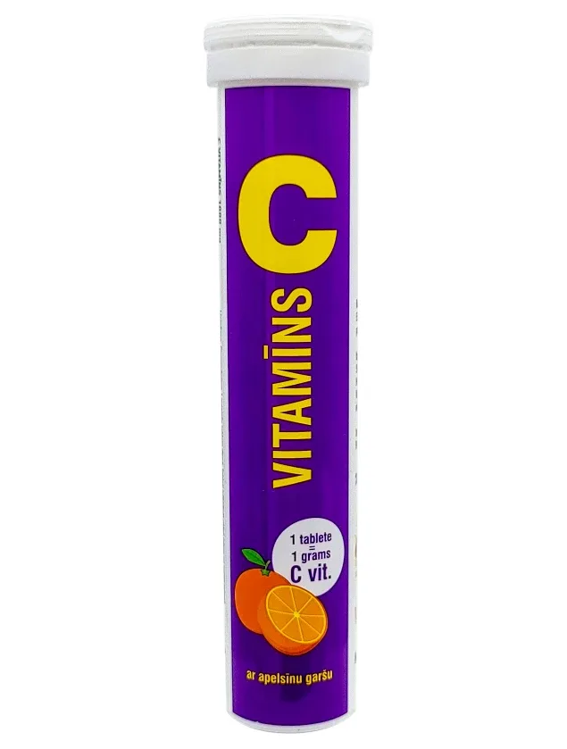 Vitamīns C 1000 mg putojošās tabletes ar apelsīna garšu, 20 gb.