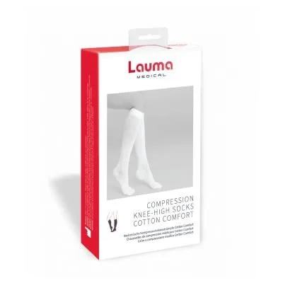 Lauma Medical Cotton Comfort medicīniskās kompresijas pusgarās zeķes AD204 melnas,izm.45-47 1.CCL