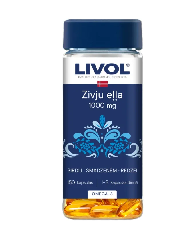 Livol zivju eļļa 1000 mg, 150 kapsulas