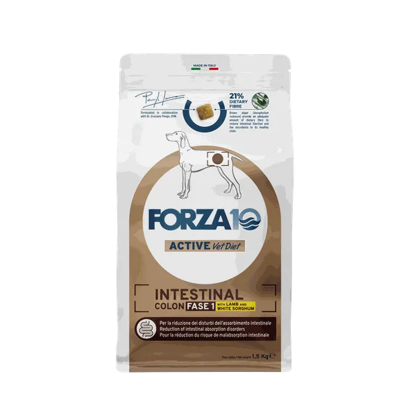 FORZA10 Active Vetdiet Intestinal colon fase 1 ar jēru/sorgo, suņiem sausā barība, 1,5 kg