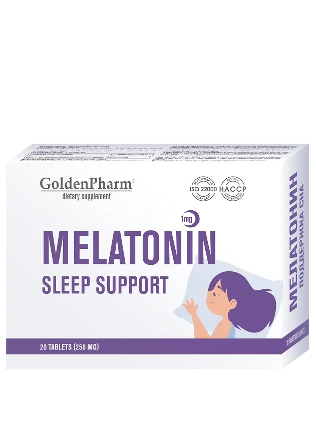 Golden pharm melatonīns 1 mg, 20 tabletes