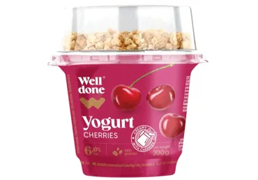 KRĒMĪGS JOGURTS WELL DONE AR ĶIRŠIEM UN GRANOLU 200G