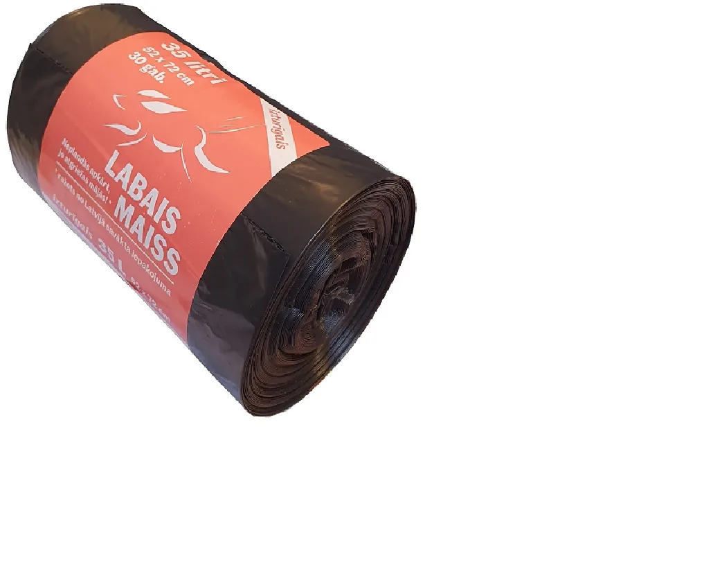 ATKRITUMU MAISI LABAIS MAISS LDPE, 35L, MELNI, 52X72CM, 33MK, 30GAB