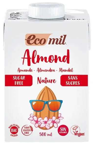 Ecomil BIO Almond Milk, sugar-free dzēriens, 500 ml