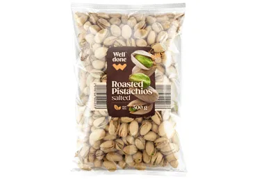 PISTĀCIJAS WELL DONE GRAUZDĒTAS SĀLĪTAS 500G
