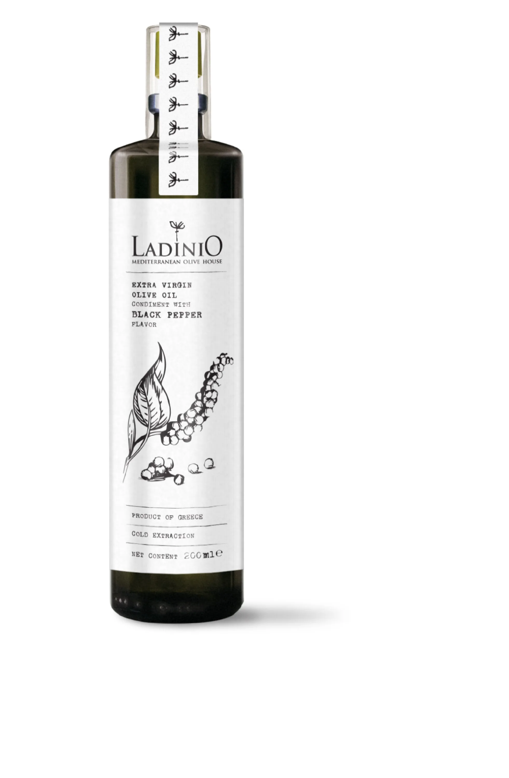 NEAPSTRĀDĀTA AUGSTĀKĀ LABUMA OLĪVEĻĻA LADINIO AR MELNAJIEM PIPARIEM, 200ML