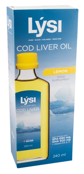 Lysi Cod Liver Oil lemon šķidrums, 240 ml